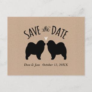 Carte Postale Faire-part Chow Chow Silhouettes Mariage Enregistrer la date