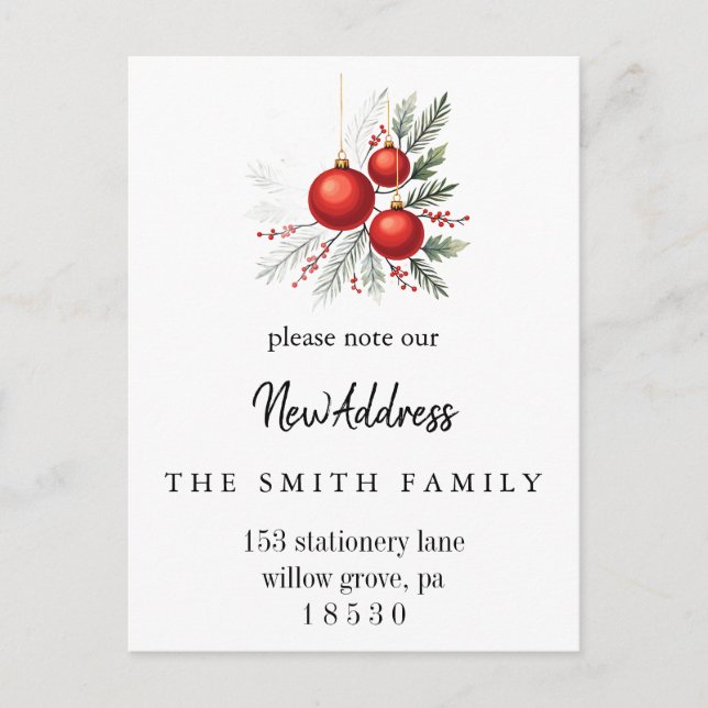 Carte Postale Faire-part Christmas Greenery Change of Address Insert Card (Devant)