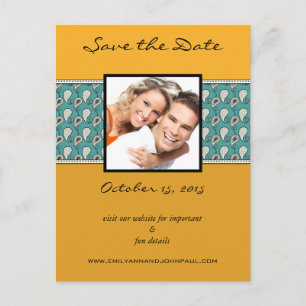Carte Postale Faire-part Cire d'abeille & Teal Paisley Enregistrer La Date 