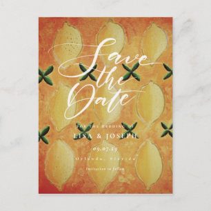 Carte Postale Faire-part Citrons Fruit Country Script Enregistrer la date