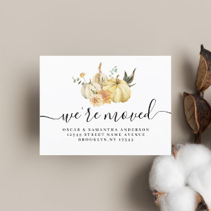 Carte Postale Faire-part Citrouille et fleurs à l'aquarelle tendance automn