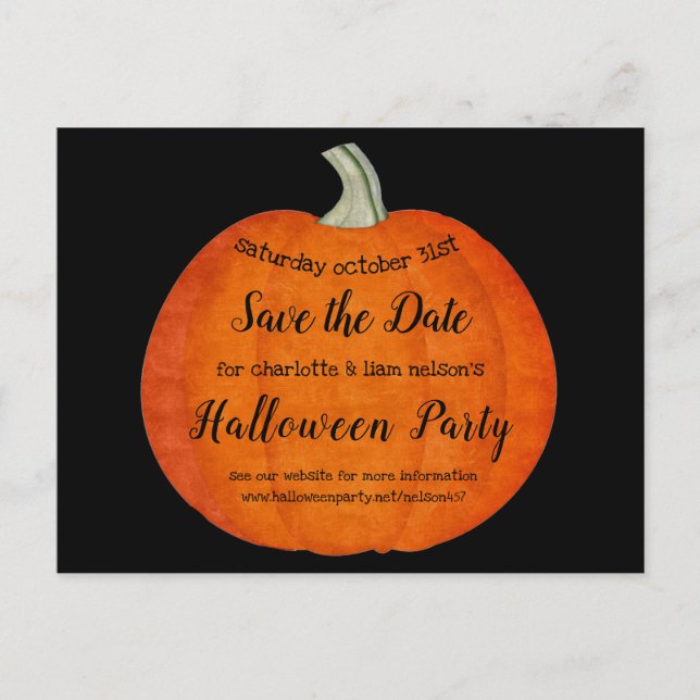 Carte Postale Faire-part Citrouille Paint Halloween Party Enregistrer la da (Devant)