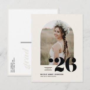 Carte Postale Faire-part Classe Boho de 2025 Arch Photo Graduation