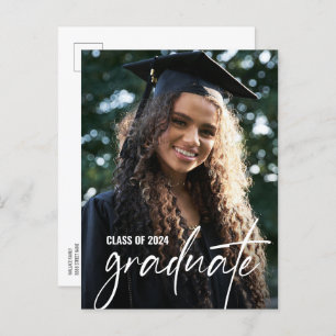 Carte Postale Faire-part Classe de 2024 University Graduate Photo Custom