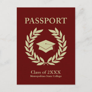 Carte Postale Faire-part classe de passeport de graduation 2022