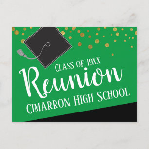 Carte Postale Faire-part Classe école Réunion Faux Gold Confetti