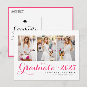Carte Postale Faire-part Classe Hot Rose de 2024 Collage de photos