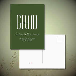 Carte Postale Faire-part Classe simple de 2024 Graduation Green