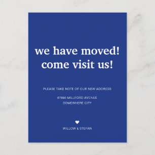 Carte Postale Faire-part Classique Minimaliste Bleu Royal Nous Avons Déména