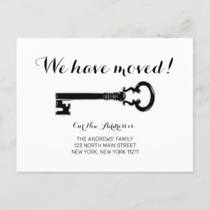 Carte Postale Faire-part Clé Noir Blanc Minimaliste Vintage Simple en Mouve