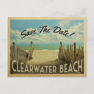 Carte Postale Faire-part Clearwater Beach Enregistrer La Date Vintage Nauti