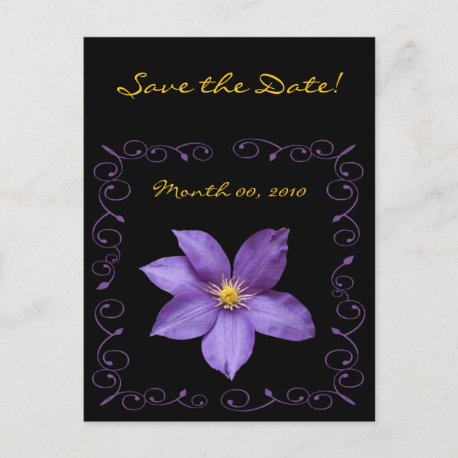 Carte Postale Faire-part Clématite Violette (Devant)