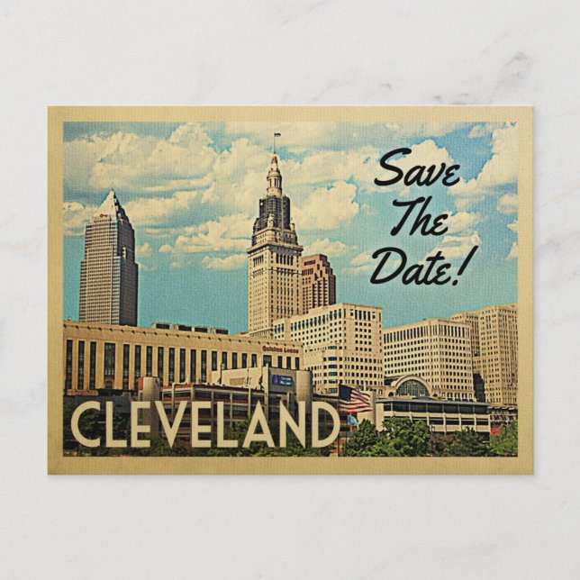 Carte Postale Faire-part Cleveland Enregistrer La Date Ohio (Devant)