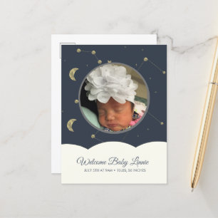 Carte Postale Faire-part Cloud Constellation Faux Gold Baby Blue