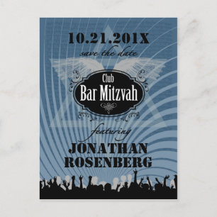 Carte Postale Faire-part Club Bar Mitzvah Navy Blue Enregistrer la date