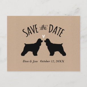 Carte Postale Faire-part Cocker Spaniel Silhouettes Mariage Enregistrer la