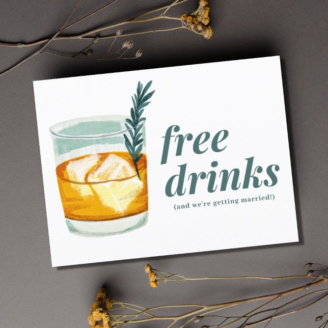 Carte Postale Faire-part Cocktail d'artisanat Boissons gratuites amusantes  (Craft Cocktail Funny Free Drinks Wedding Save the Date Postcard)