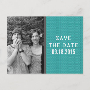Carte Postale Faire-part Code binaire turquoise Photo Enregistrer la date C