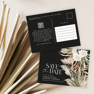 Carte Postale Faire-part Code QR botanique eucalyptus pampas rustique moder