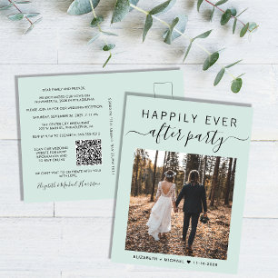 Carte Postale Faire-part Code QR de la soirée photo de mariage Happily Ever