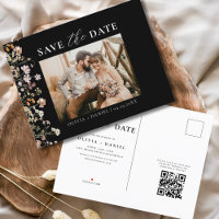 Code QR noir Fleur sauvage Floral Mariage