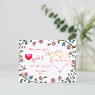 Carte Postale Faire-part Coeur baby shower
