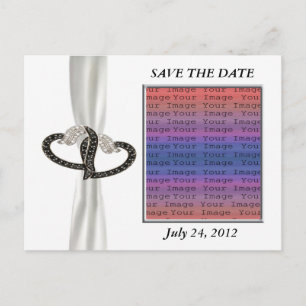 Carte Postale Faire-part Coeur Diamant Noir & Blanc Enregistrer La Date Car