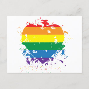 Carte Postale Faire-part Coeur du drapeau arc-en-ciel Gay pride