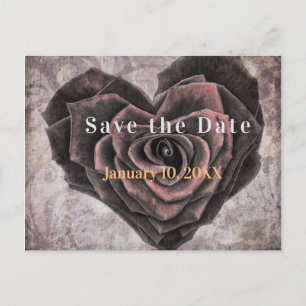 Carte Postale Faire-part Coeur gothique Rose Romance foncé Enregistrer la d