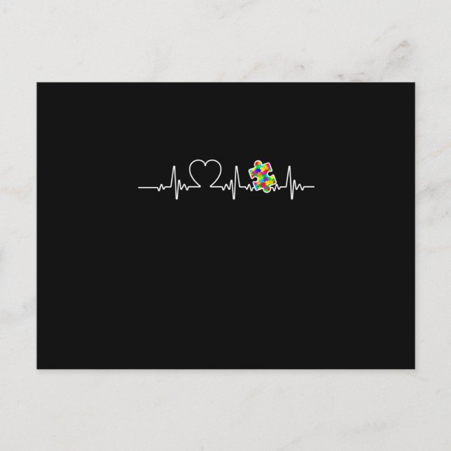 Carte Postale Faire-part Coeur Puzzle pièce Heart beat Cool Sensibilisation (Devant)