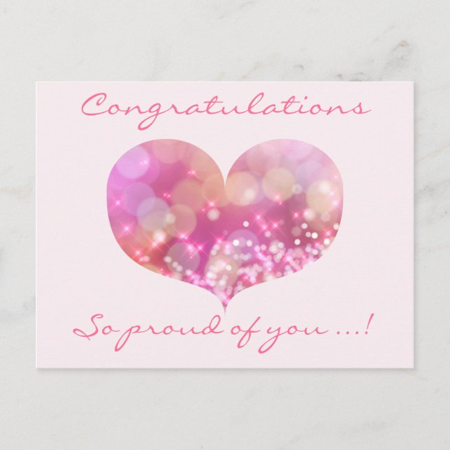 Carte Postale Faire-part Coeur rose | Félicitations Postcard de graduation (Devant)