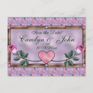 Carte Postale Faire-part Cœurs et Roses Sauvegarder la Date