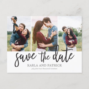 Carte Postale Faire-part Collage de photos de script romantique Enregistrer