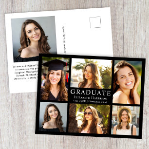 Carte Postale Faire-part Collage Photo Classique Annonce de Remise des Dipl