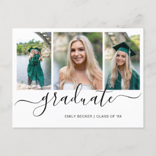 Carte Postale Faire-part Collage photo moderne Elégant Graduation