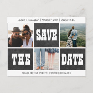 Carte Postale Faire-part Collage photo typographie moderne enregistrer date