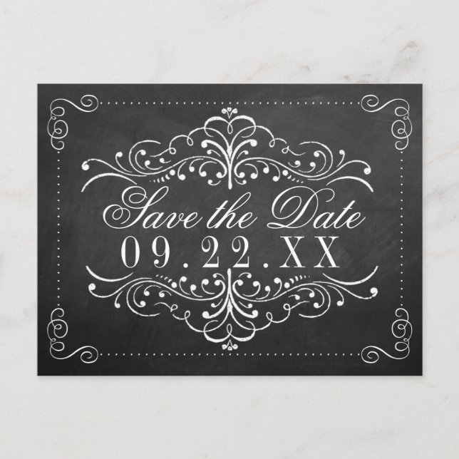 Carte Postale Faire-part Collection de Mariages Ornate Chalkboard (Devant)
