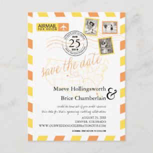 Carte Postale Faire-part Colorado Floride Emplacement Airmail Enregistrer l