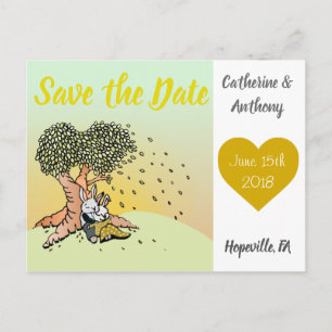 Carte Postale Faire-part Colorful Rustic Illustrated Lapin Mariage lapin