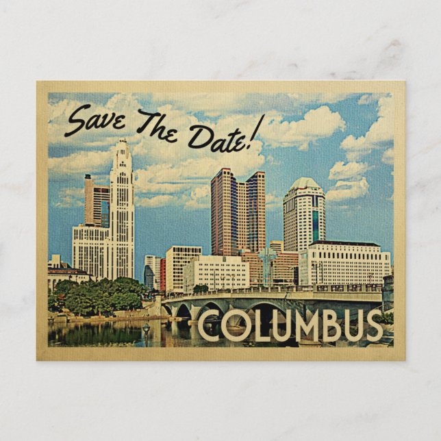 Carte Postale Faire-part Columbus Enregistrer La Date Ohio (Devant)