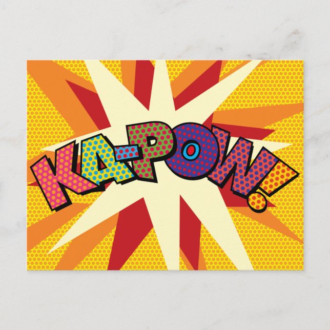 Carte Postale Faire-part Comic Book Pop Art KA-POW (Devant)
