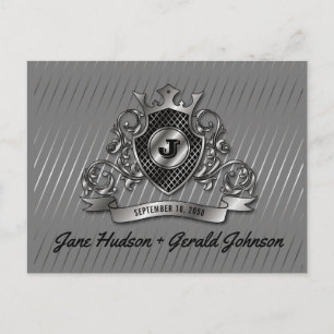 Carte Postale Faire-part Conception élégante de monogramme sur mesure argen