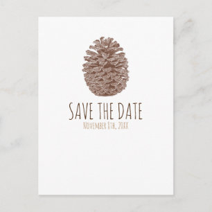 Carte Postale Faire-part Cône de pin rustique élégant mariage save the date