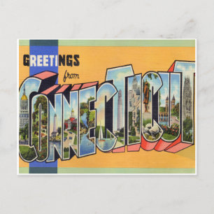 Carte Postale Faire-part Connecticut vintage