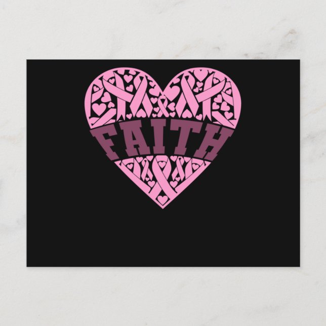 Carte Postale Faire-part Conscientisation du cancer du sein Faith Pink Hear (Devant)