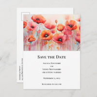 Coquelicots dans un champ Aquarelle Mariage