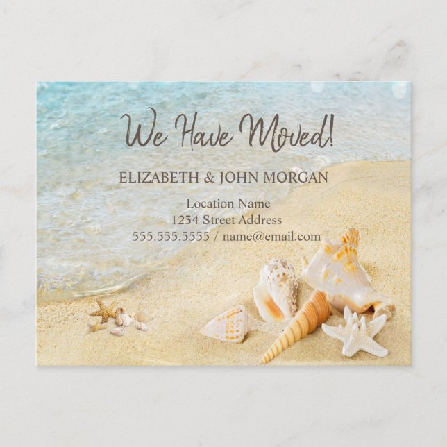 Carte Postale Faire-part Coquillages de plage Sable mouvant    (Devant)