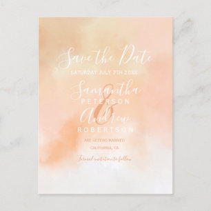 Carte Postale Faire-part Corail rose pâle aquarelle ombre enregistrer la da
