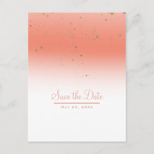 Carte Postale Faire-part Coral Gold Modern Glam Chic Wedding Enregistrer la