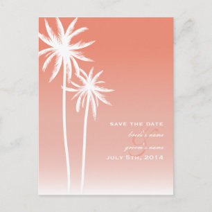 Carte Postale Faire-part Coral Ombré Beach Mariage Enregistrer La Date